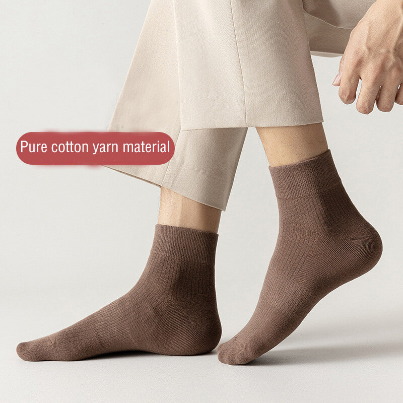 Calcetines tobilleros de algodón puro para hombre, medias de tobillo de Color sólido, informales, de negocios, Color negro, 5 pares, novedad