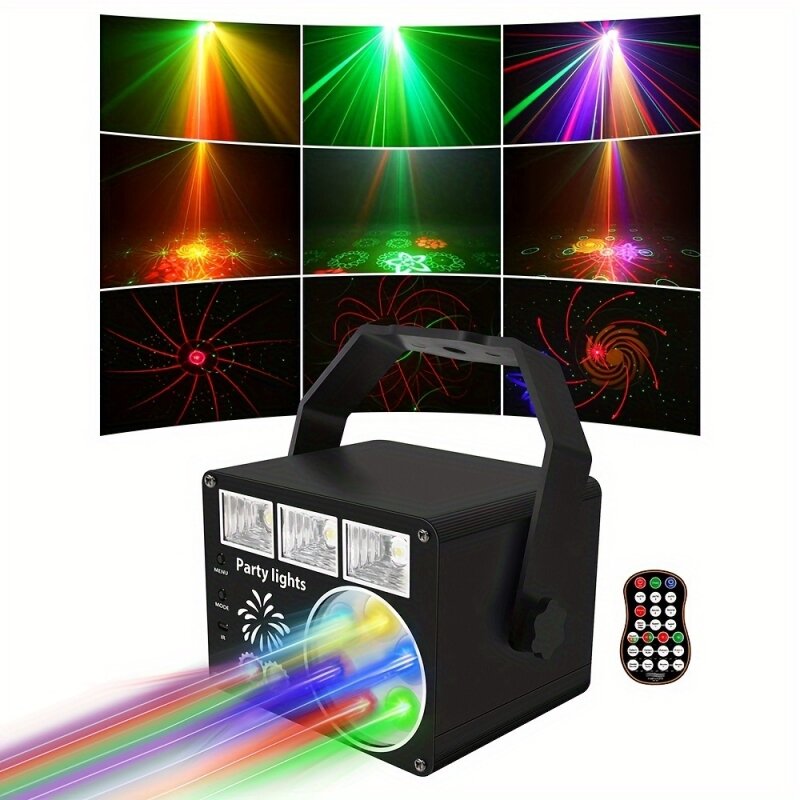 Luz de discoteca para fiesta, proyector LED con patrón de panal, Control de música, efecto de escenario, decoración para el hogar y vacaciones