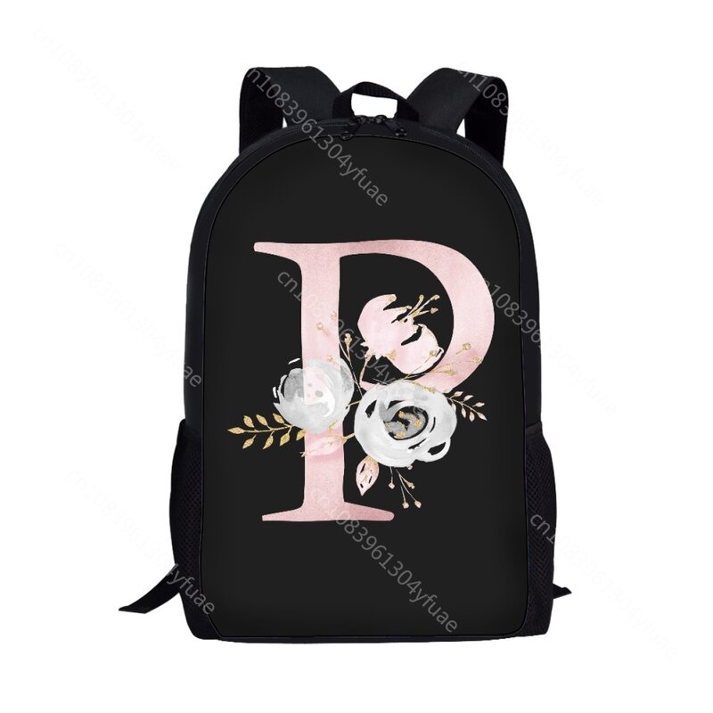 Mochila Art Letter Flower Design, mochila escolar para homens e mulheres, mochilas casuais de viagem para adolescentes para meninas e meninos
