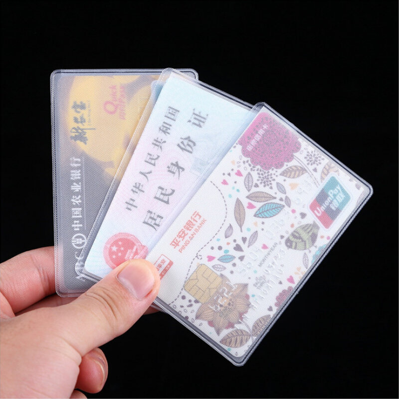 10pcs/lot Unisex PVC Clear Waterproof Protector Card Cover Student Bank Bus ID Credit Card Holder Business Working Card Cover