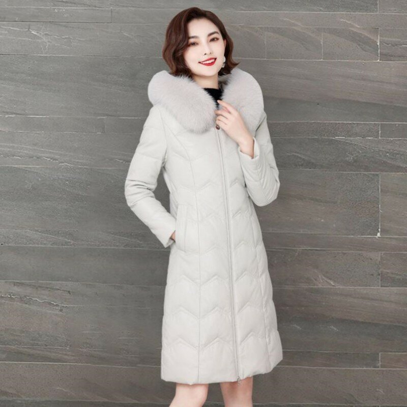Veste d'hiver en cuir véritable pour femme, veste en peau de mouton véritable, Parkas en peau de mouton grande taille, 2023
