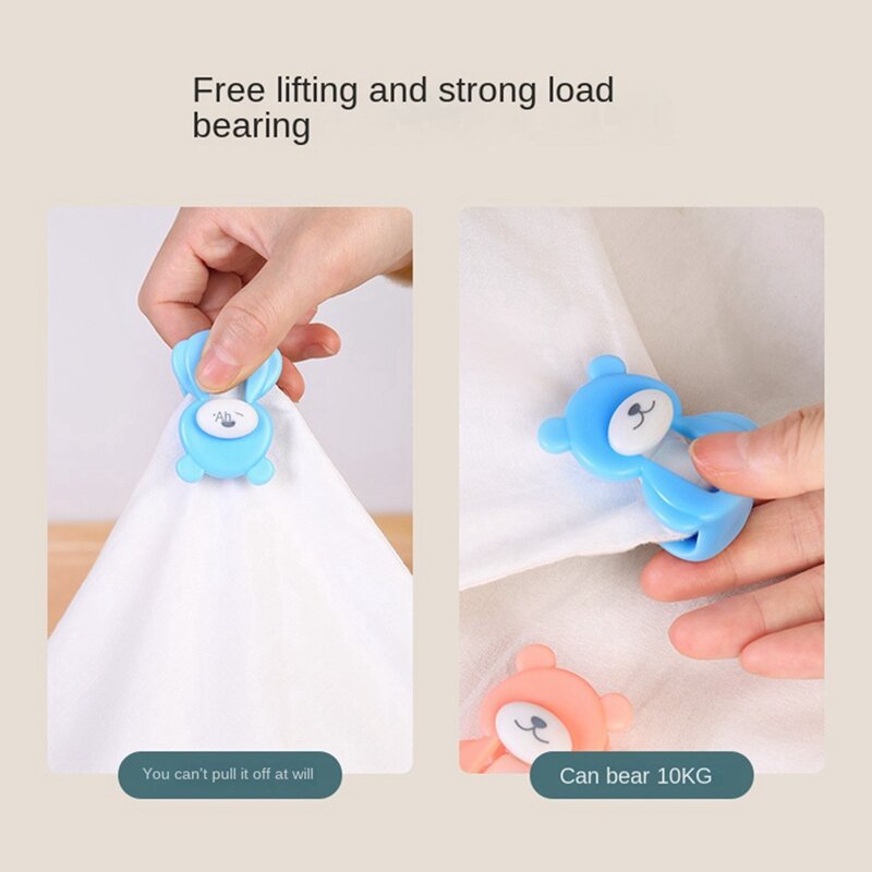 Bear Quilt Holder Invisible Needleless Sheet Quilt Cover Clip Anti-Run Dual Card Clip Cartoon Quilt Anti-Slip Buckle 30PCS