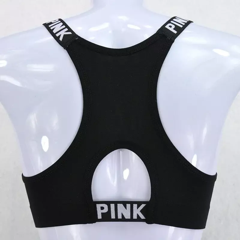 Fashion New Women Sport Fitness Top Letters Yoga Bra for Cup A-D Black White Running Yoga Gym Crop Top Women Push Up Sports Bras
