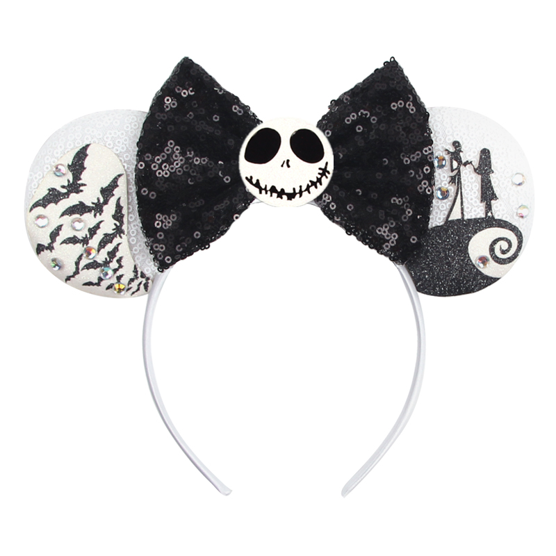 2022 Mickey Mouse Ear Headband Girls Vampire Skeleton Pumpkin Hairband Party Halloween Headwear Kids Maleficent Hair Accessory
