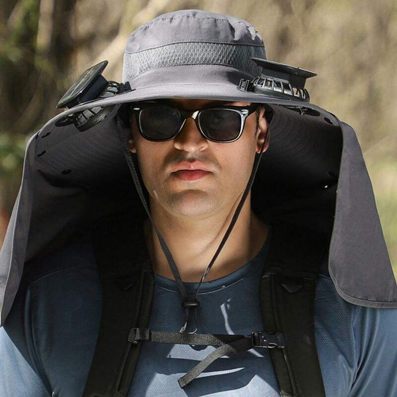 Chapeau solaire aste avec protection UV, chapeau de ventilateur solaire, chapeau de pêche pliable, rabat de cou, adapté aux touristes, hommes, femmes, randonnée