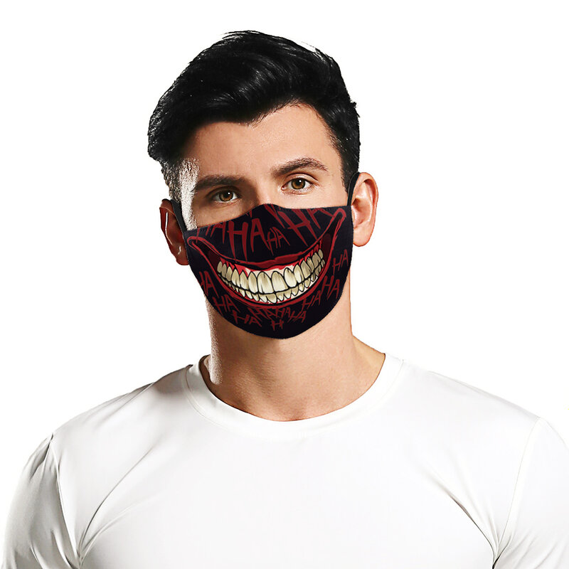 Party Halb gesichts maske wieder verwendbare Unisex Mund Muffel Stoff Mode Maske wasch bar 3D-Druck Mund maske Halloween neu