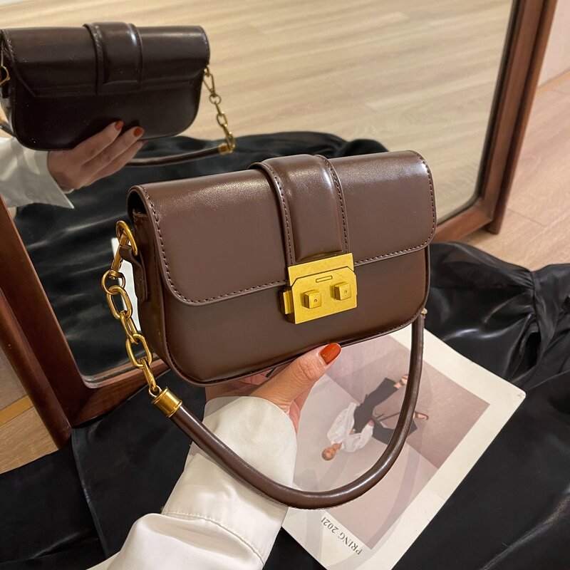حقيبة يد تحت الإبط سوداء ، مصمم فاخر ، بسيط بلون ، حقيبة كتف جلدية بو ، محفظة صغيرة Crossbody ، والأزياء