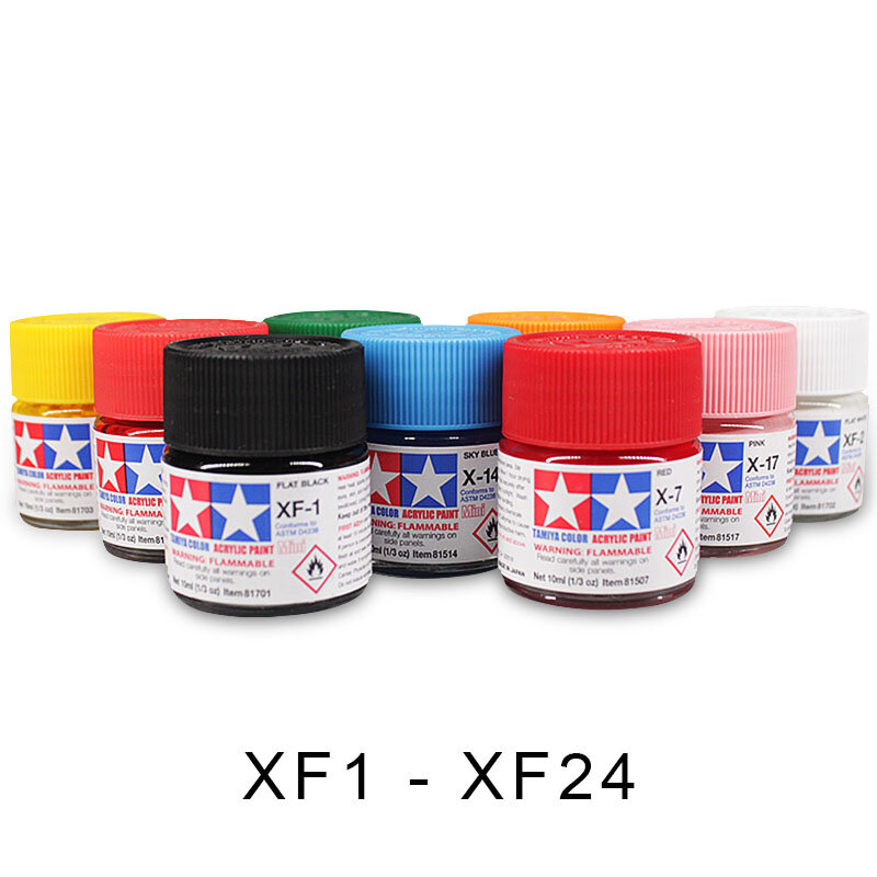 Cat warna XF1-XF24 Tamiya, cat akrilik berbasis air seri matte 10ml