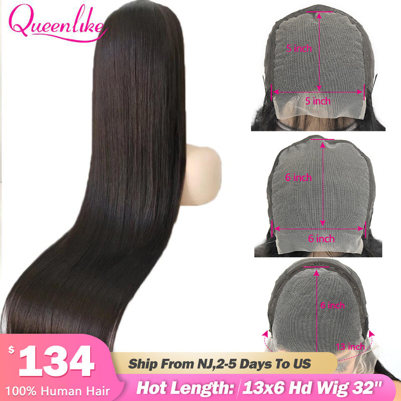 Perucas frontais colantes retas do laço do cabelo humano para mulheres, peruca do fechamento do laço, 36 ", 34", 32 ", 5x5, 6x6, 42", 40 ", 30", longo, 13x6, 360