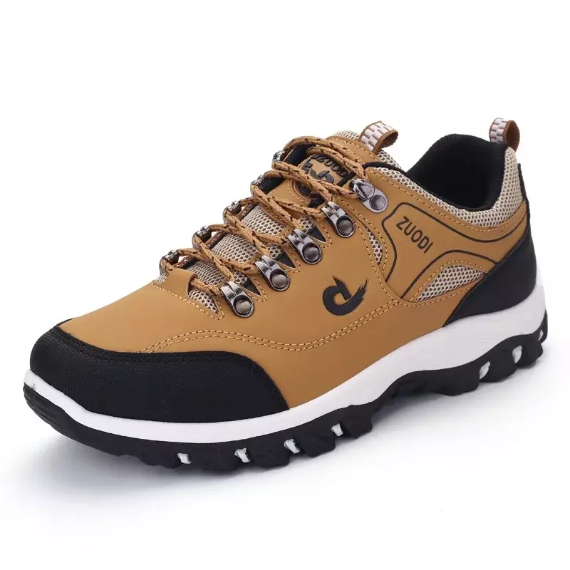 Sapatilhas masculinas para caminhadas ao ar livre, sapatos casuais de PU cross-country, sapatos de caminhada respiráveis com renda antiderrapante, tamanho 39-48