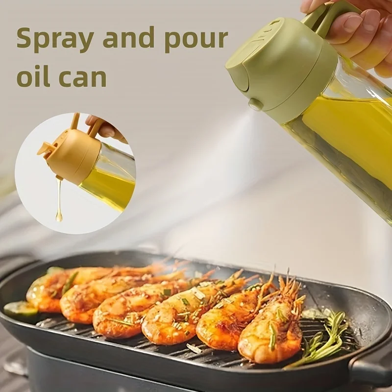 Dual purpose kitchen oil spray can leakproof oil can glass spray bottle kitchen household
