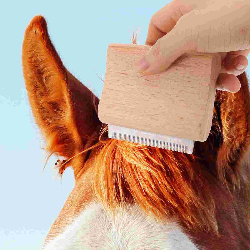 Sikat kuda kayu alat perawatan penumpahan anjing logam rambut sikat untuk anjing Deshedding sisir pengikis