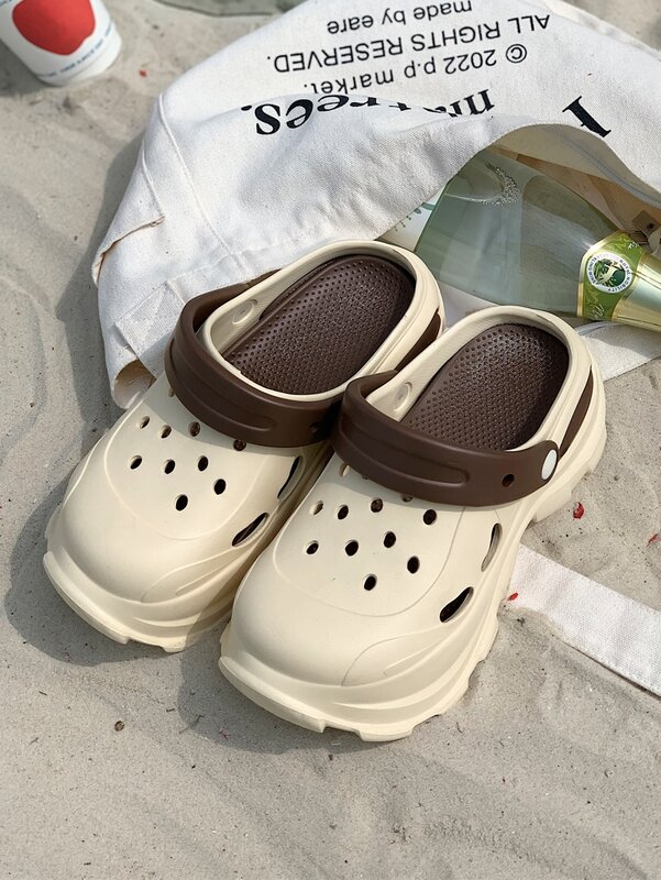 Sandalias de suela gruesa para hombre y mujer, zapatillas de jardín, zapatos de pareja con agujeros, zapatillas antideslizantes para verano y exteriores