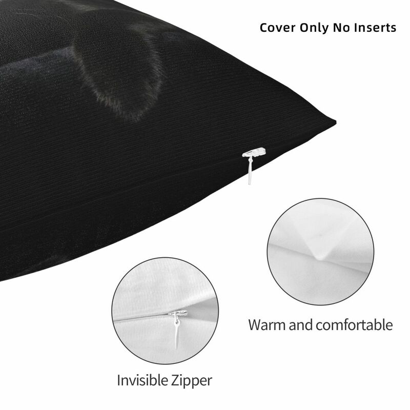 ปลอกหมอนสี่เหลี่ยมลายแมวดำปลอกหมอนอิงผ้าโพลีเอสเตอร์มีซิปสำหรับตกแต่ง Comfort หมอนอิงสำหรับห้องนั่งเล่นที่บ้าน
