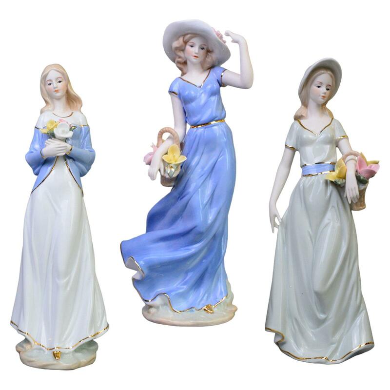 Statuetta da ragazza figura in porcellana figurina di arte moderna carina figurina decorativa in porcellana decorazioni per la casa per libreria da tavolo per ufficio