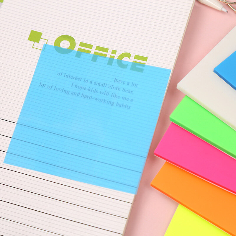 Notas Adhesivas transparentes impermeables para la oficina, papel adhesivo para el Plan diario, Bloc de notas, suministros escolares, papelería, 50 hojas