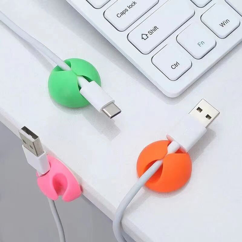 2pcs/5pcs Cable Hub Clip Manager Round Fixing Wire Holder Clamp Car Dashboard Office Desk Organizer Self-Adhesive Fixed Clasp