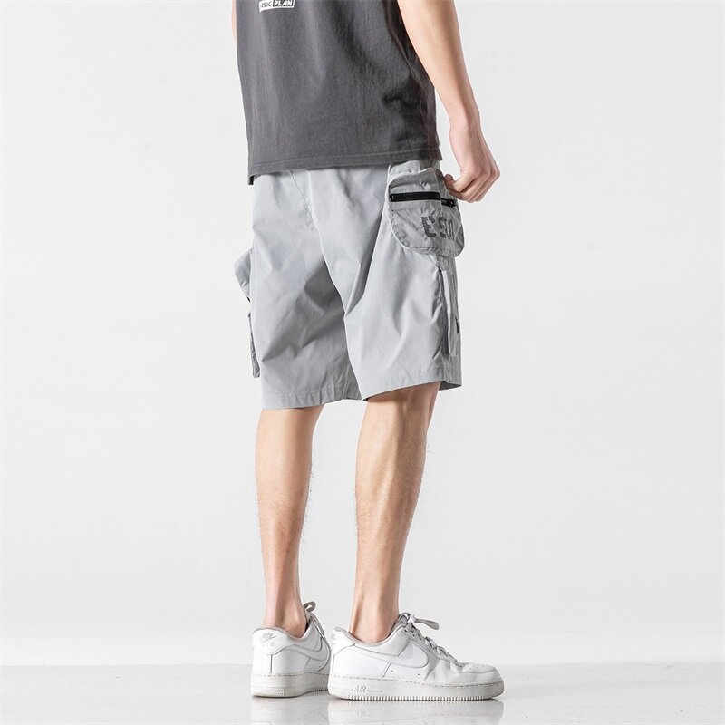 Pantalones cortos de algodón puro para hombre, ropa de trabajo personalizada, holgada, informal, con bolsillos grandes, para verano, 2023