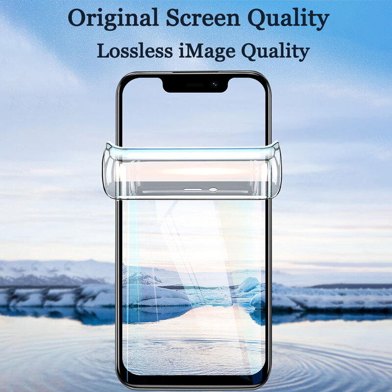 4 buah Hydrogel Film untuk iPhone 11 12 13 14 15 Pro Max pelindung layar untuk iPhone 6 7 8 Plus X XR XS Max Film belakang bukan kaca
