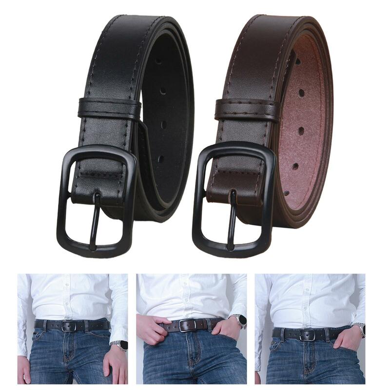 Cinto de couro PU ajustável para homens, fivela de metal, cinto de cintura, calças ao ar livre para viagem