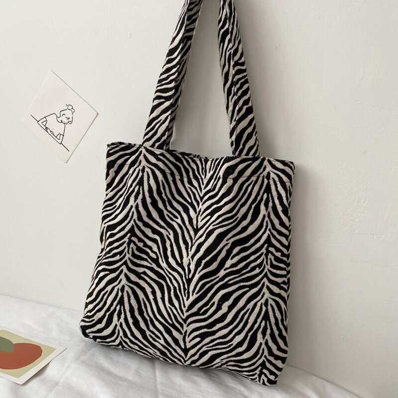 Bolsas zebra para senhoras, bolsas de ombro de grande capacidade, bolsa de compras de lazer, axilas, moda