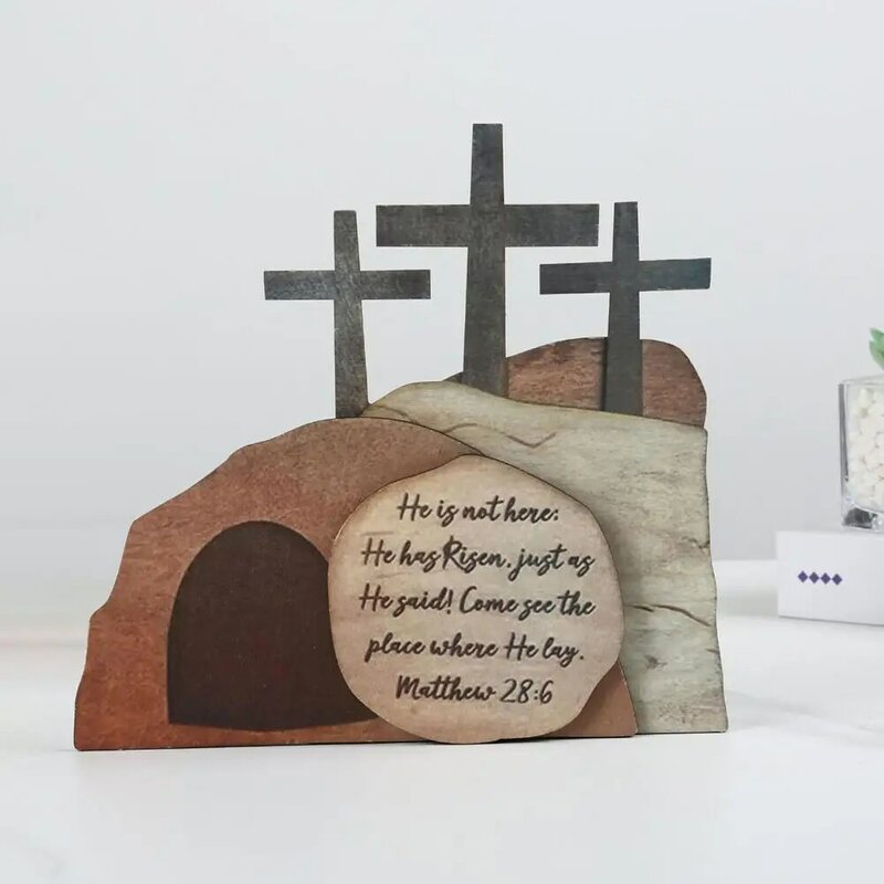 Ornement de Pâques léger en bois à motif de croix complexe, décoration de la maison, décoration de vacances