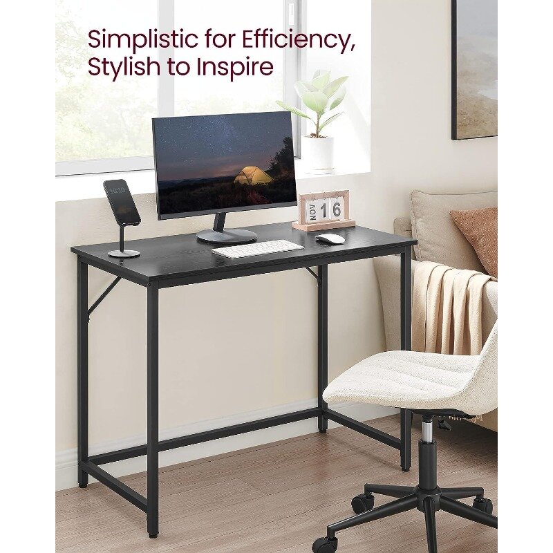 VASAGLE Computer Desk, Gaming Desk, Home Office Desk, for Small Spaces, 19.7 x 39.4 x 29.5 Inches, Industrial Style, Metal Frame