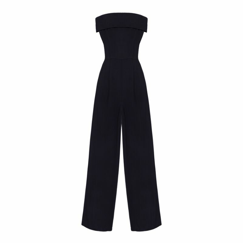 Jumpsuit women's summer thin long fashionable 2024 new black slimming high waisted draped wide leg pants