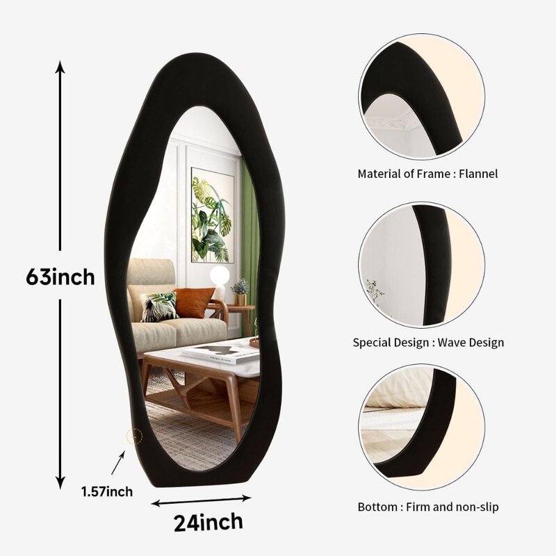 71"x30" Wall Mirror with Wooden Frame - Full-Length Mirror for Hanging or Leaning Against Wall in Bedroom, and Living Room