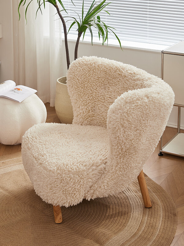 Nordic Single Sofa Chairs Lamb Armchair Living Room Balcony Leisure Chair Luxury Designer Single Chair Modern Relaxing Chair