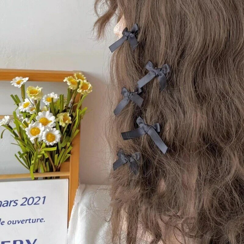Vintage Small Ribbon Bowknot Hair Clip For Womens Girls Wedding Ribbon Hairpins