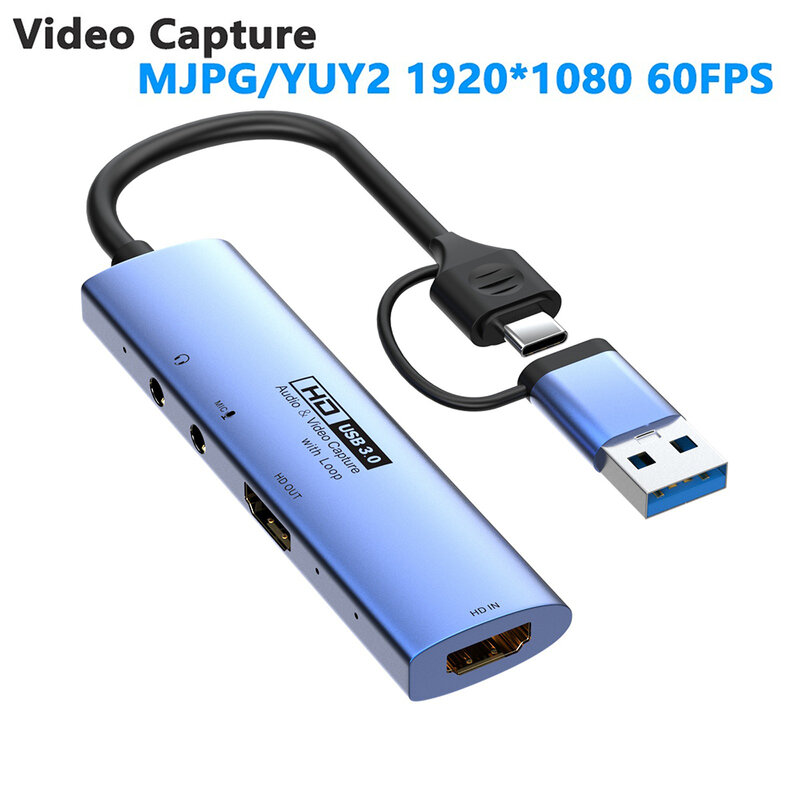 MS2131 penangkap Video tipe-c USB 3.0, perekam Video YUV422 1080P 60FPS dengan Loop Out Untuk kamera PC PS4 siaran langsung Game