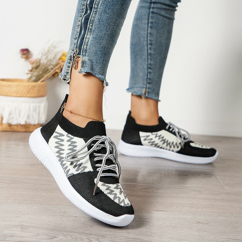 2024Autumn New Lightweight Soft Bottom Low-top Single Shoes Women Mesh Breathable Plus Size Sneakers Lace-up Casual Shoes