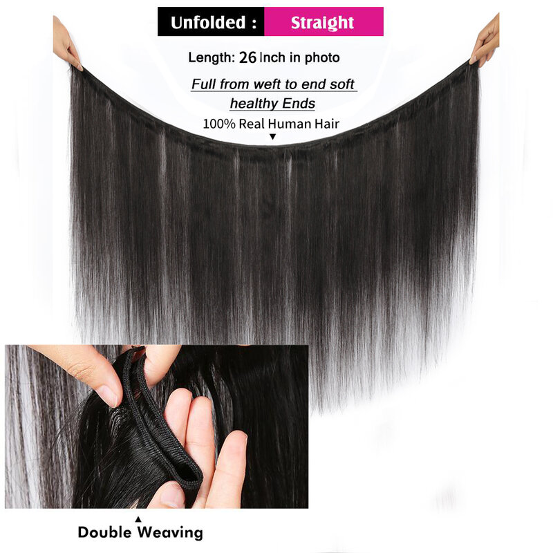 BAHW-Malaysian Bone Straight Hair Bundles, cor natural, extensões de cabelo virgem, 100% cabelo humano Weave Bundles, preço de atacado, 12A