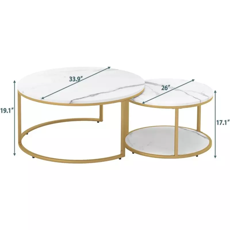 Easy Assembly Living Room Center Table Serving Coffee Nesting Coffee Table Set of 2 Tables Furniture Design Nordic Wooden Café