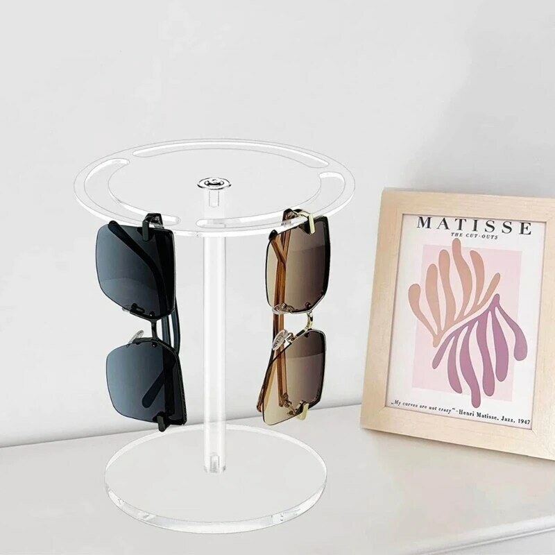 360 ° obrotowa uchwyt na okulary przeciwsłoneczne akrylowa z 3 szczelinami i solidną podstawą stojak do ekspozycji okularów stojaka stojak wystawowy na okulary stojak do ekspozycji okularów stojaka