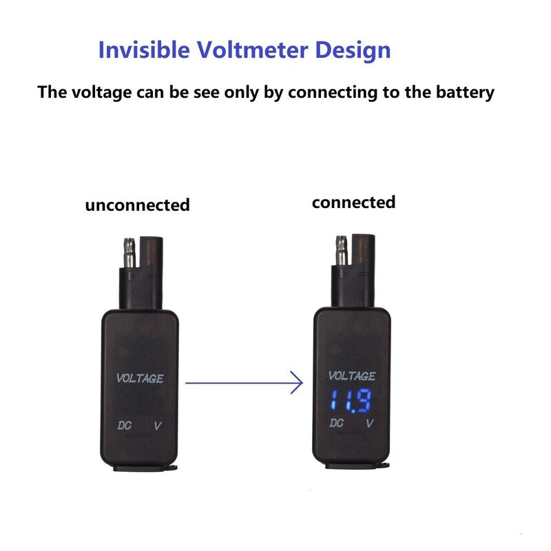 SAE Zu USB Adapter mit Voltmeter Motorrad Schnell Trennen Stecker mit Wasserdicht Dual USB Ladegerät für Smartphone Tablet GPS