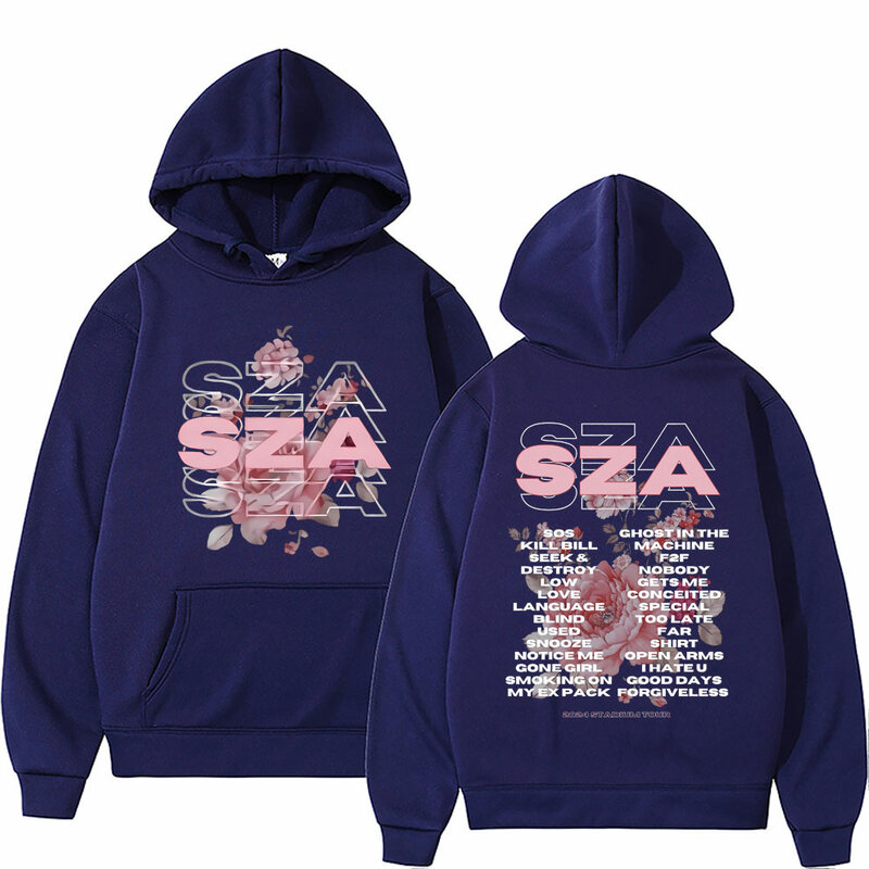 Rapper SZA SOS Stadium Tour 2024 Double Sided Graphic Hoodie Men Women Hip Hop Fashion Sweatshirt Male Loose Oversized Hoodies
