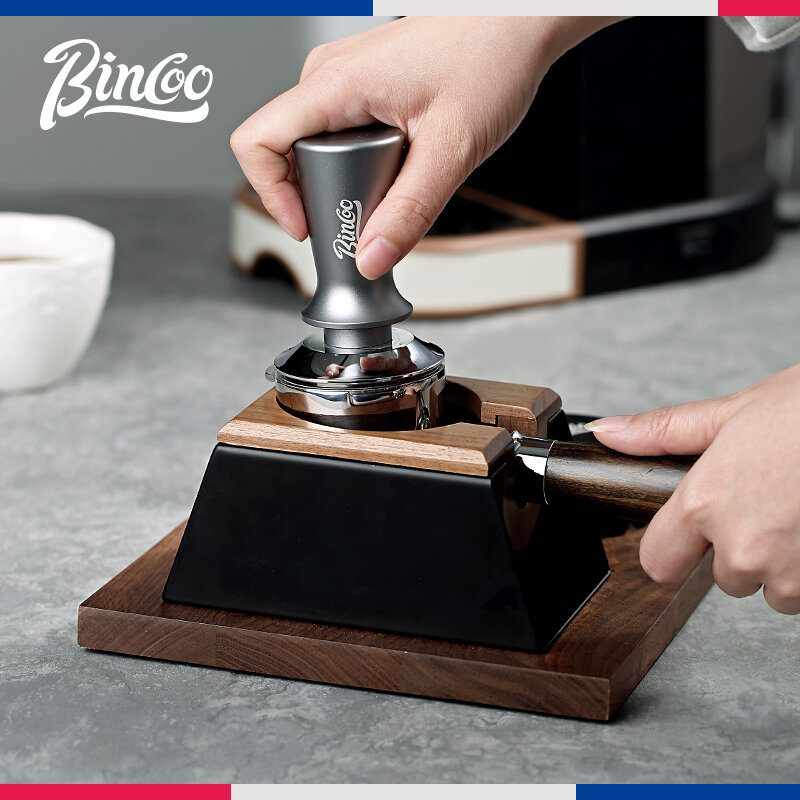 Bincoo Anti-slip Base Espresso Knock Box Fit 51-58mm Portafilters Tamping Station Tamper Stand Vintage Coffee Accessories