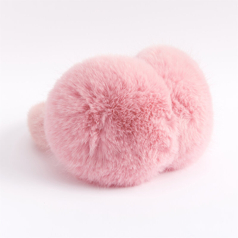 Earmuffs peludos cor-de-rosa, bonitinhos de pele de coelho falso, acessórios quentes, presente para irmãs melhores amigas, nova moda inverno