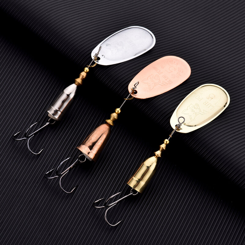 1pcs Rotating Spinner Metal Lure 4g 6g 8g 10g 16g 19g Brass Hard Artificial Spoon Bait Treble Hook Fishing Tackle For Pike