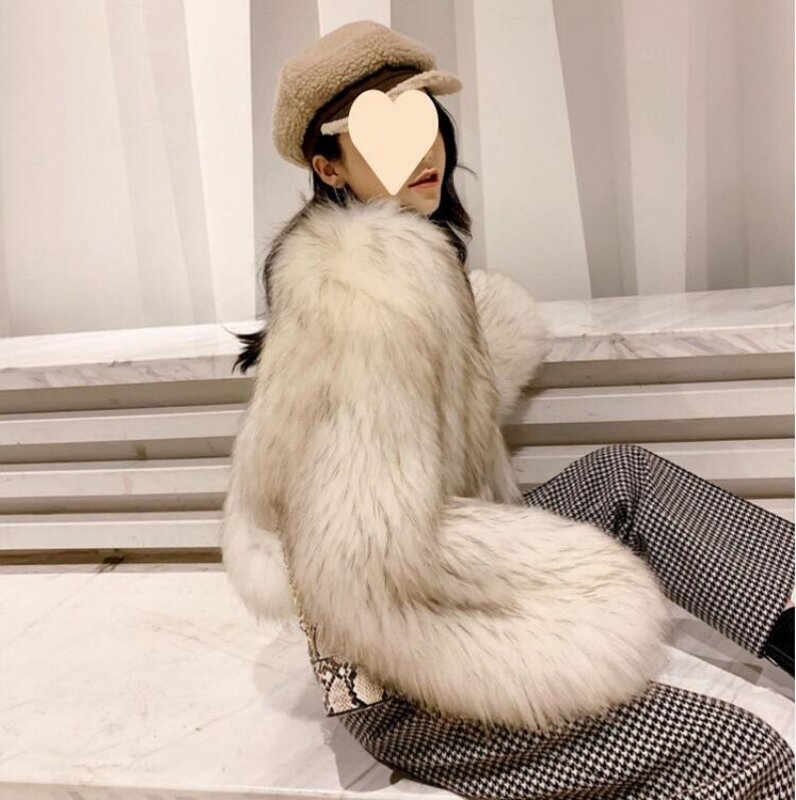 2023 Women Winter Faux Fox Fur Coat Korea Fashion Elegant Warm Coats Loose Outercoat Lady Party Club Outfits Casual White brown