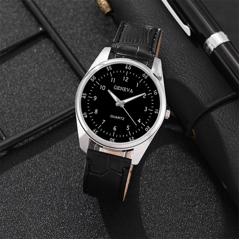Męski zegarek biznesowy pasek zegarek męski kwarcowy skórzany pasek do zegarka kwarcowy zegarek na prezent
