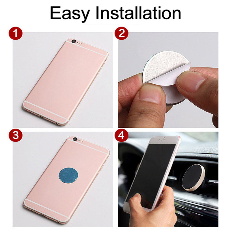 Support magnétique rond de téléphone portable pour voiture, en alliage d'aluminium, sortie d'air, GPS