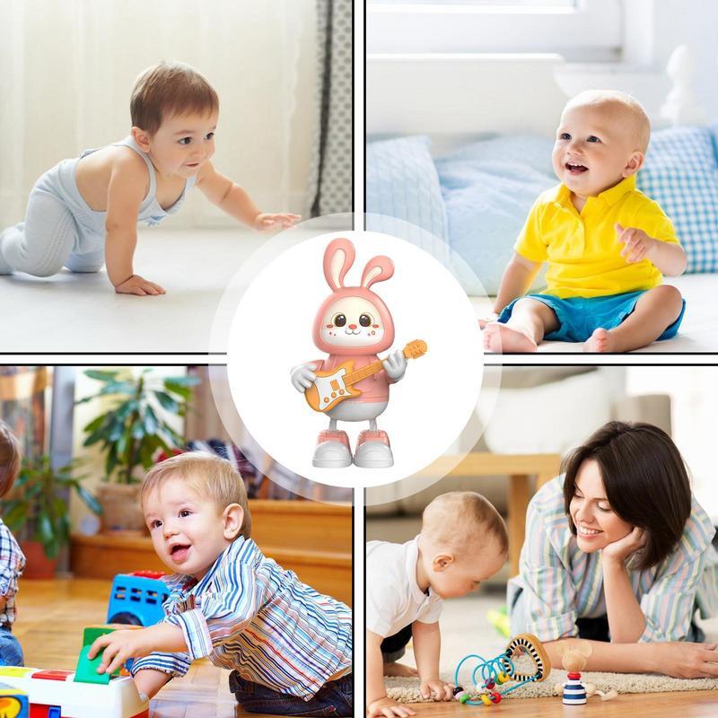 Poupées électroniques de lapin pour enfants, jouets d'éducation précoce, lapin avec lumière, modèle de lapin mignon, cadeau pour enfants