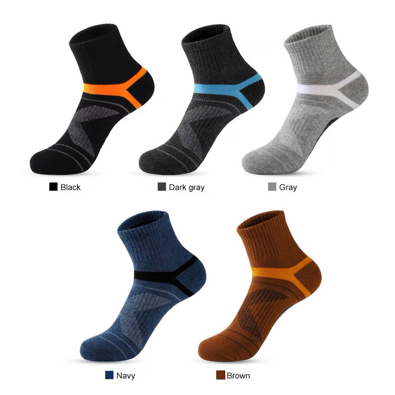 5 Pairs/lot Men's Cotton Socks Black Sports Sock Casual Run Non-slip Breathable Sock Male Elastic Large Size Middle Tube Socken