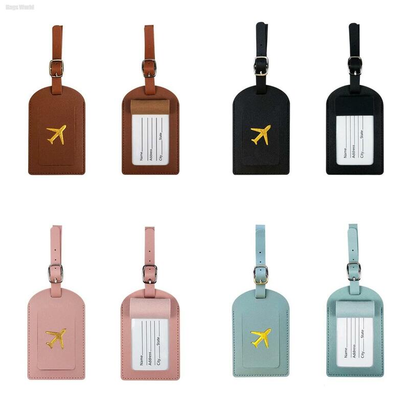 1 pz portatile in pelle PU bagaglio Tag valigia identificatore etichetta bagaglio borsa d'imbarco nome ID indirizzo supporto accessori da viaggio