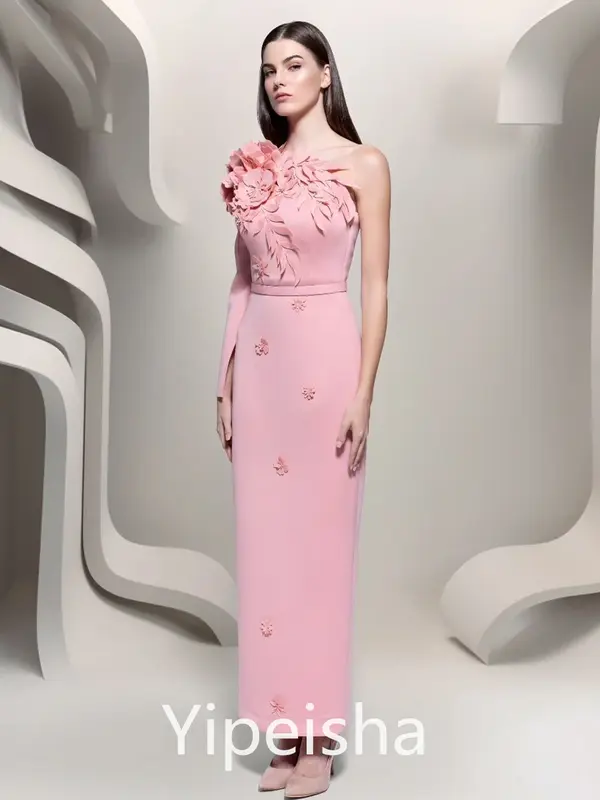 Yipeisha Prom Dress elegante moda monospalla sera fiore raso Anke lunghezza personalizzata
