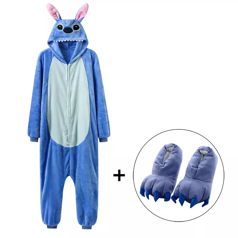 Pijama Unisex Zipper Onesie para mulheres, animal Kigurumi, terno de sono quente para inverno, casal geral, flanela macia, Plus XXL