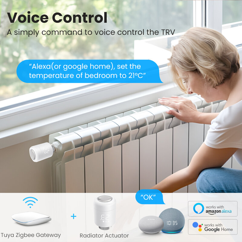 AVATTO-válvula actuadora de radiador Tuya ZigBee3.0 TRV, termostato programable inteligente para calefacción, Compatible con Alexa y Google Home